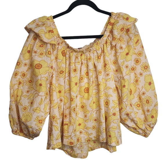 Free People Miss Daisy Cotton Printed Top sz S - Picture 9 of 11